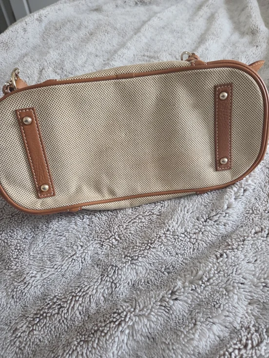 Dooney & Bourke Tan Canvas and Brown Leather Shoulder Bag - Picture 3 of 13